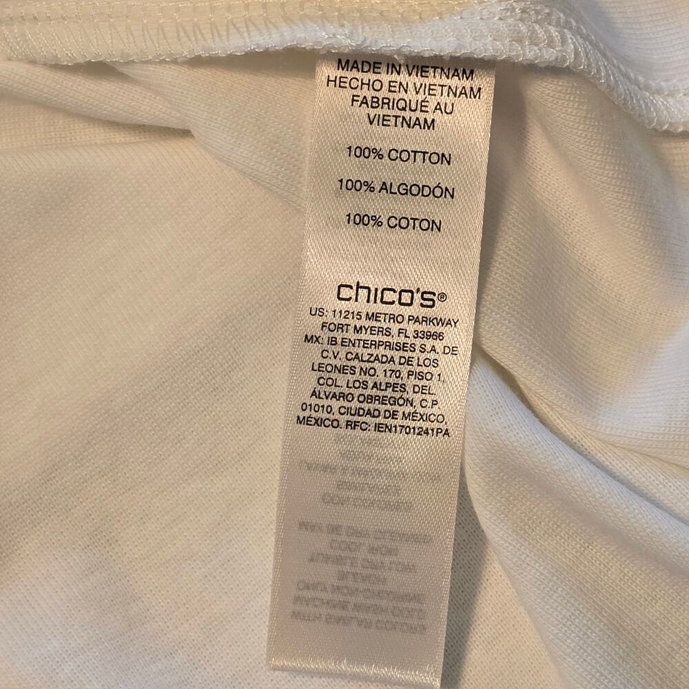 Chicos Bella Top Basic Knit Womens Size XL White 100% Cottton Short Sleeve NWT - Picture 4 of 10